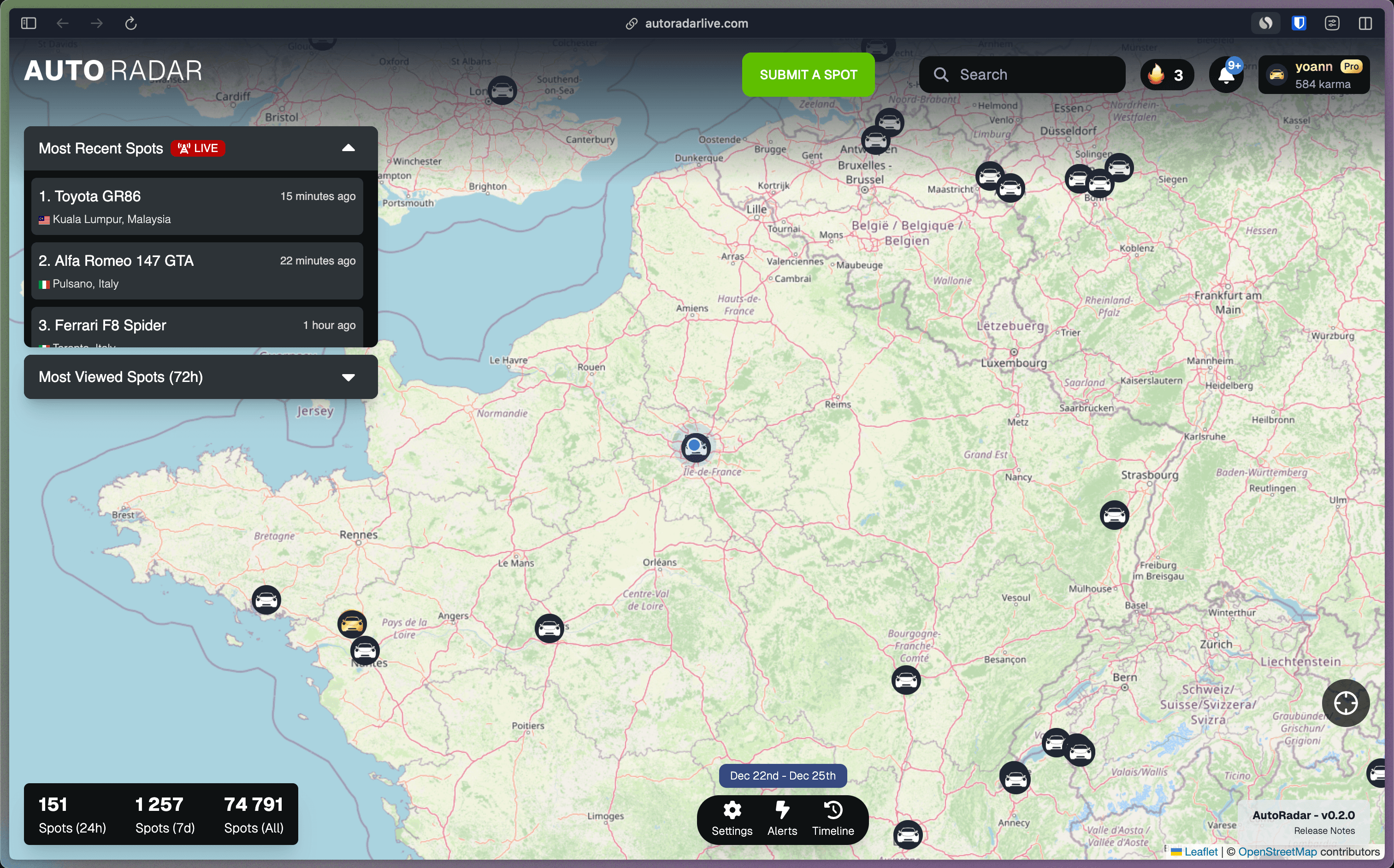 AutoRadar interface